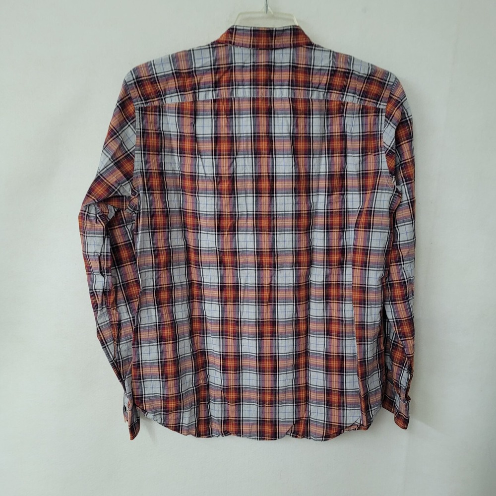 Vince Shirt Mens‎ L Orange Plaid Cotton Lightweight Long Sleeve Casual Office - Picture 8 of 11